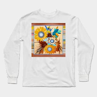 Floral in Yellow and Blue Long Sleeve T-Shirt